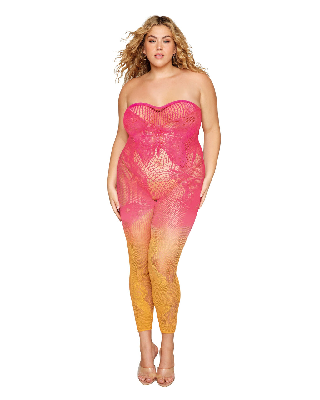 Dreamgirl Asymmetrical Opaque Knitted Bodystocking with All-Over Slash Design Detail