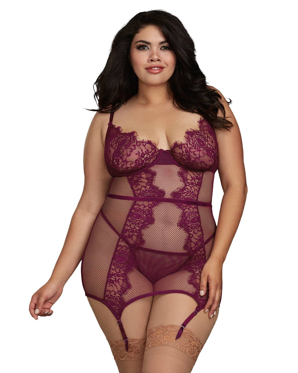 Dreamgirl Plus Garter Slip & G-String