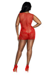 Dreamgirl Plus Red Lace and Pattern Seamless Dress