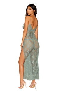 Delicate Eyelash Lace and Satin Long Chemise and G-String Set CAMISOLE AND GSTRING Dreamgirl 