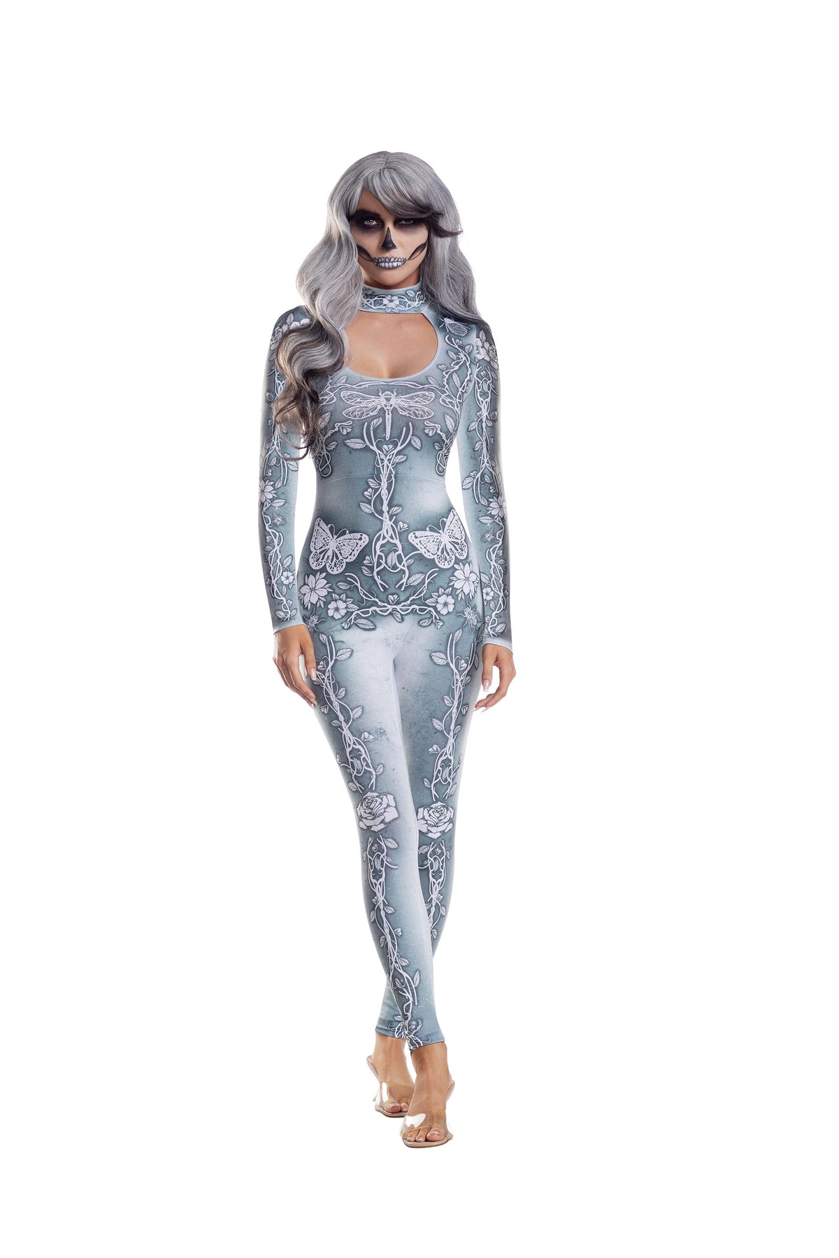 Dreamgirl Beautiful Bones Sublimated Jumpsuit Women’s Costume – Skeleton Halloween Outfit Costume Dreamgirl