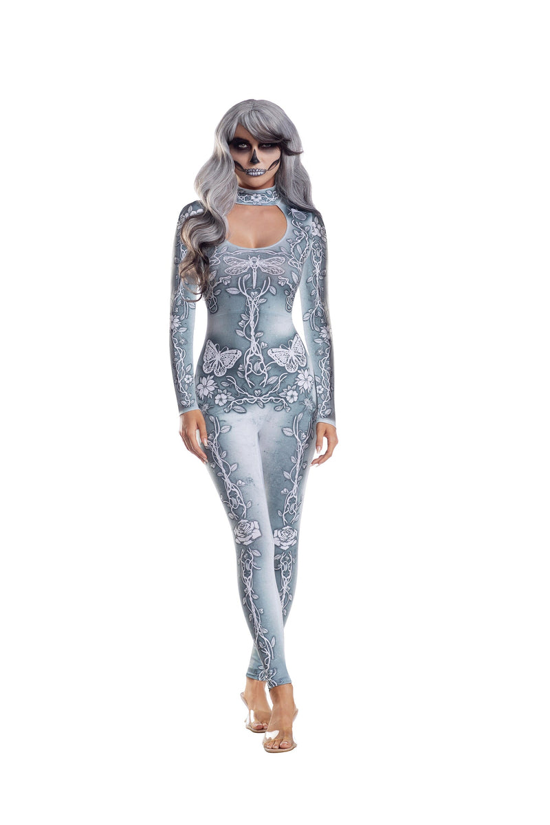 Dreamgirl Beautiful Bones Sublimated Jumpsuit Women’s Costume – Skeleton Halloween Outfit Costume Dreamgirl