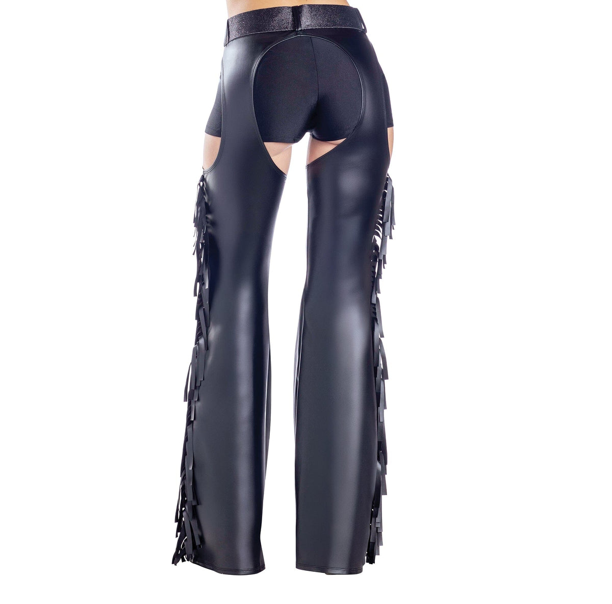 Dreamgirl Black Fringe Chaps with Glitter Belt – Western Costume Accessory Costume Dreamgirl