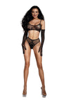 Dreamgirl Black Lace Bralette Panty and Gloves Set Lingerie Dreamgirl 