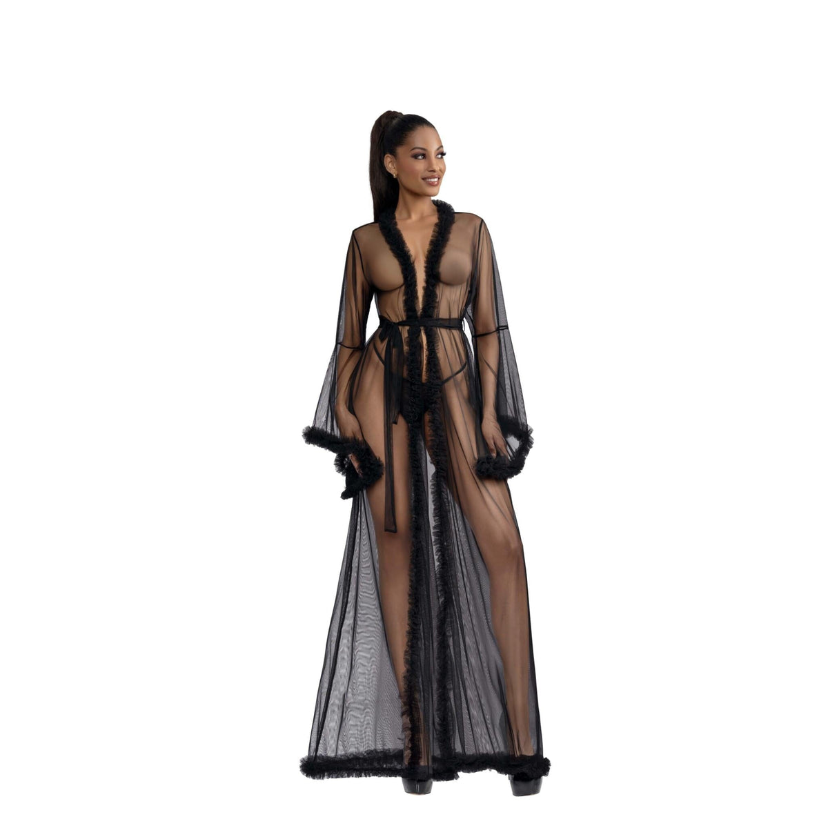Dreamgirl Boudoir Robe Lingerie Dreamgirl OS Black 