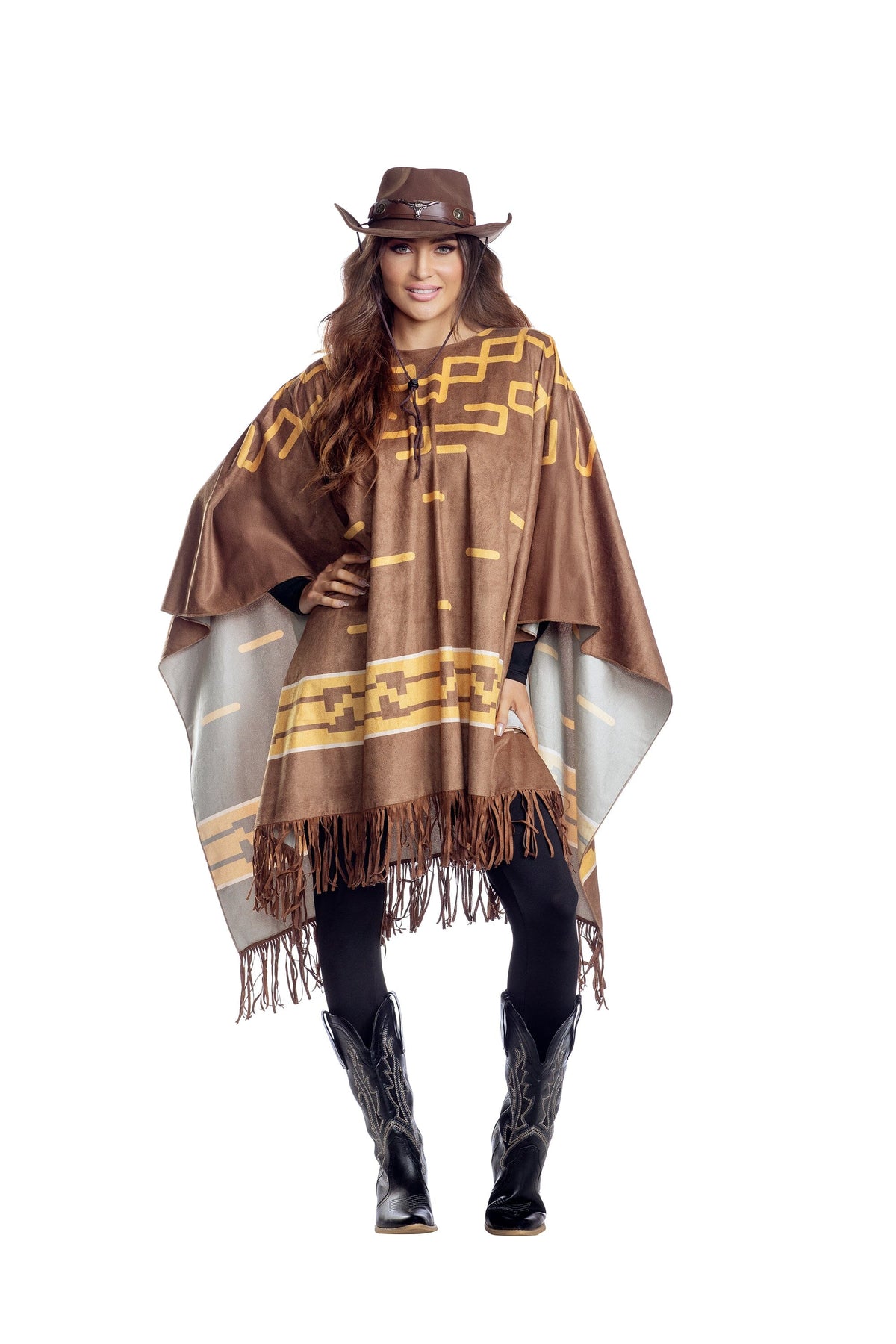 Dreamgirl Brown Unisex Cowboy Poncho – Western Costume Accessory Costume Accessory Dreamgirl