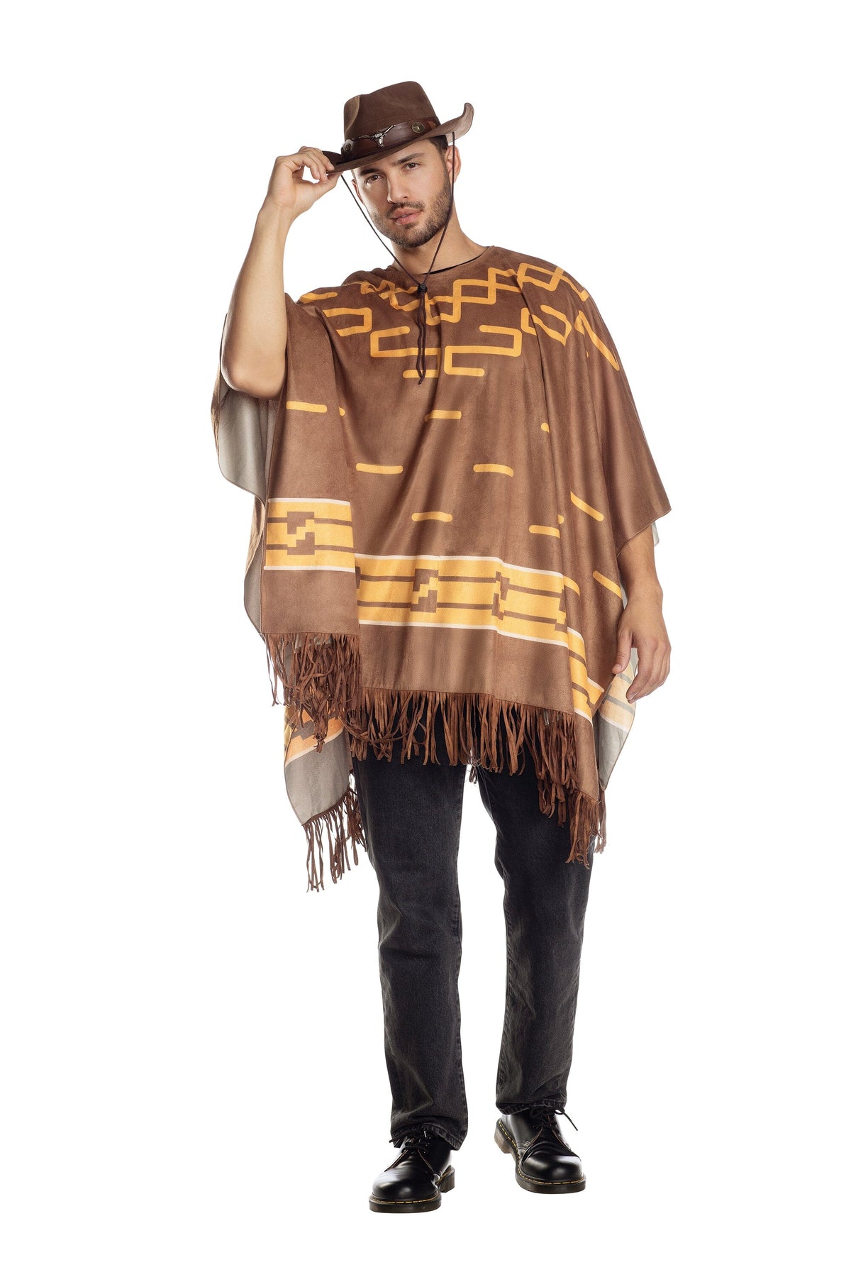 Dreamgirl Brown Unisex Cowboy Poncho – Western Costume Accessory Costume Accessory Dreamgirl