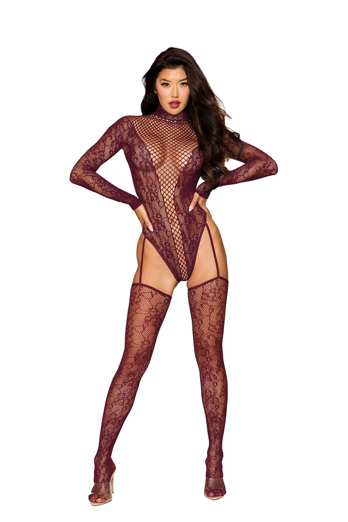 Dreamgirl Cherry Lacquer Teddy Bodystocking Lingerie Dreamgirl