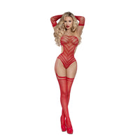Dreamgirl Chevron Gartered Teddy with Gloves Lingerie Dreamgirl 