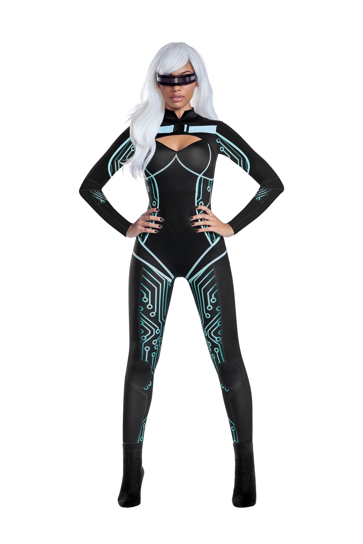Dreamgirl Cyber Jumpsuit with Belt Detail and Reflective Glasses Women’s Costume – Futuristic Outfit Costume Dreamgirl