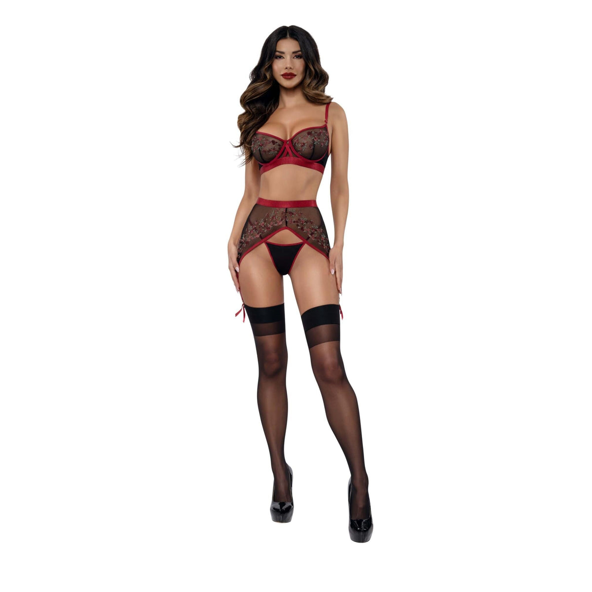 Dreamgirl Dallas 3-Pc Garterbelt Set Lingerie Dreamgirl 