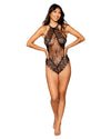 Dreamgirl Eyelash lace Halter Teddy Teddy Dreamgirl Black XS 