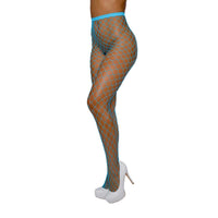 Dreamgirl Fence Net Pantyhose Pantyhose Dreamgirl One Size Neon Blue 