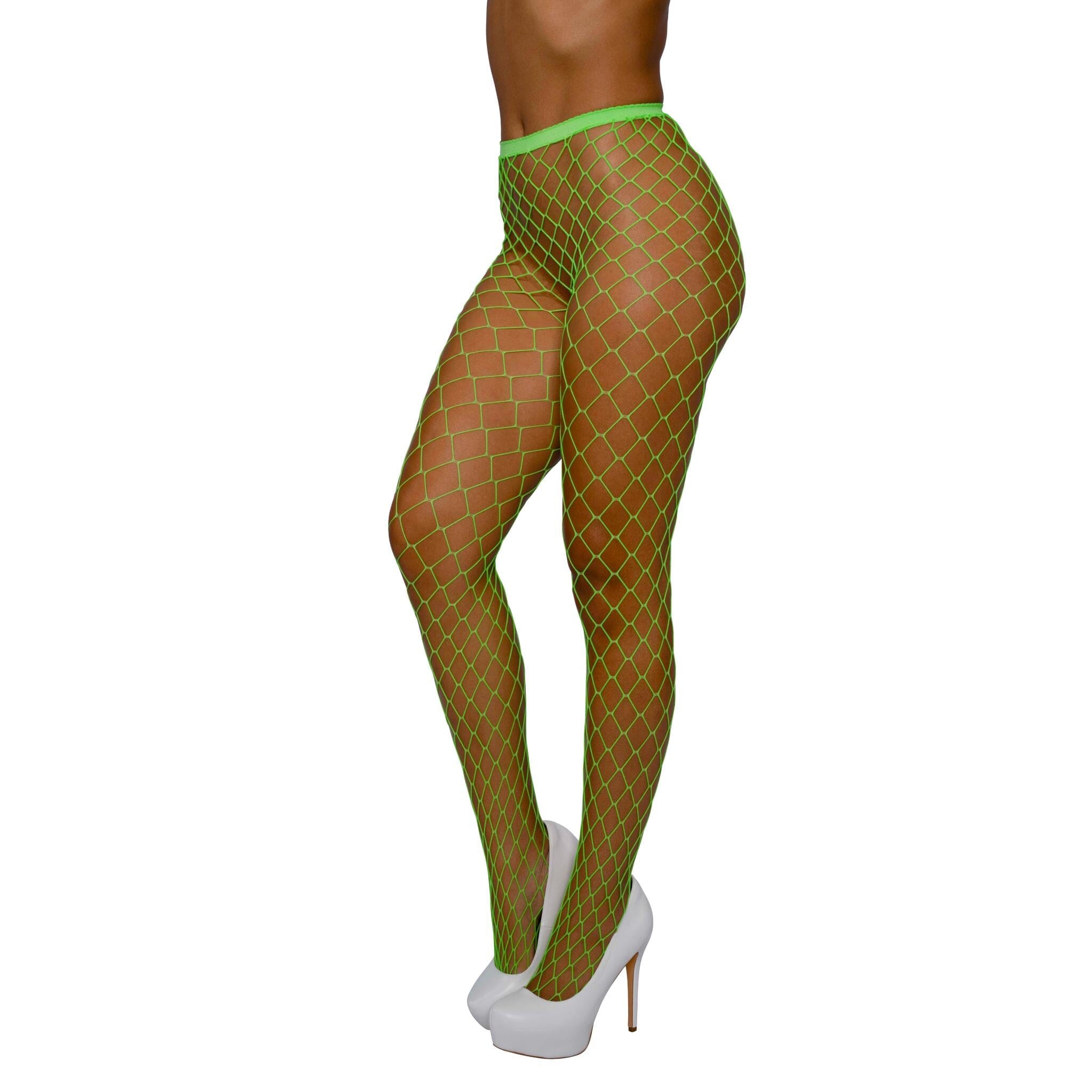 Dreamgirl Fence Net Pantyhose Pantyhose Dreamgirl One Size Neon Lime 