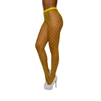 Dreamgirl Fence Net Pantyhose Pantyhose Dreamgirl One Size Yellow 