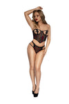 Dreamgirl Flocked Mesh Bustier with Panty Set Lingerie Dreamgirl 