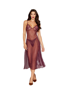 Dreamgirl Lace Cherry Lacquer Gown & G-String Lingerie Dreamgirl 