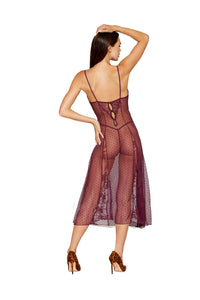 Dreamgirl Lace Cherry Lacquer Gown & G-String Lingerie Dreamgirl 