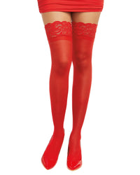 Dreamgirl Laced Stay-up Sheer Thigh High Thigh Highs Dreamgirl One Size Red 
