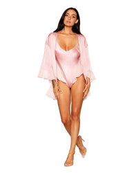 Dreamgirl Matte Satin Robe and Teddy Set LINGERIE ROBE SET Dreamgirl