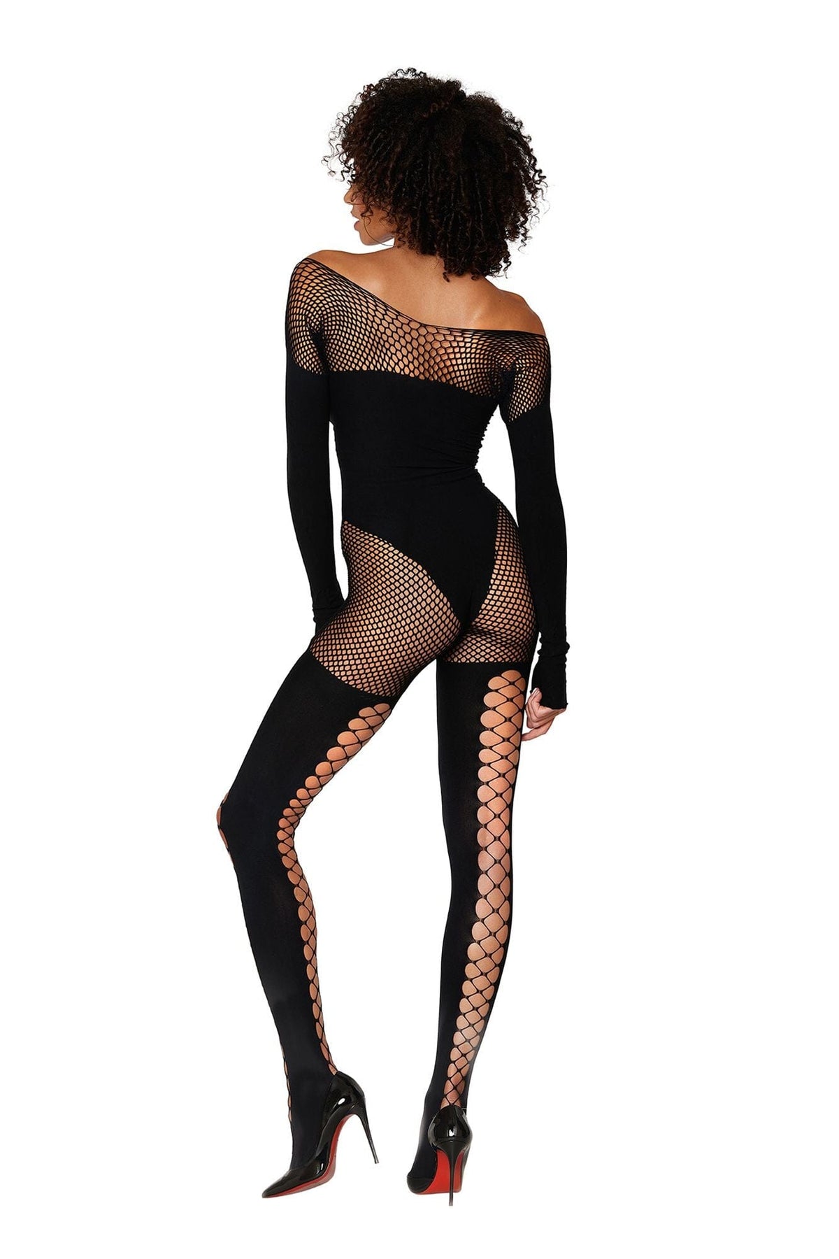 Dreamgirl Opaque Teddy Bodystocking with Faux Lace-Up Stockings lingerie Dreamgirl 