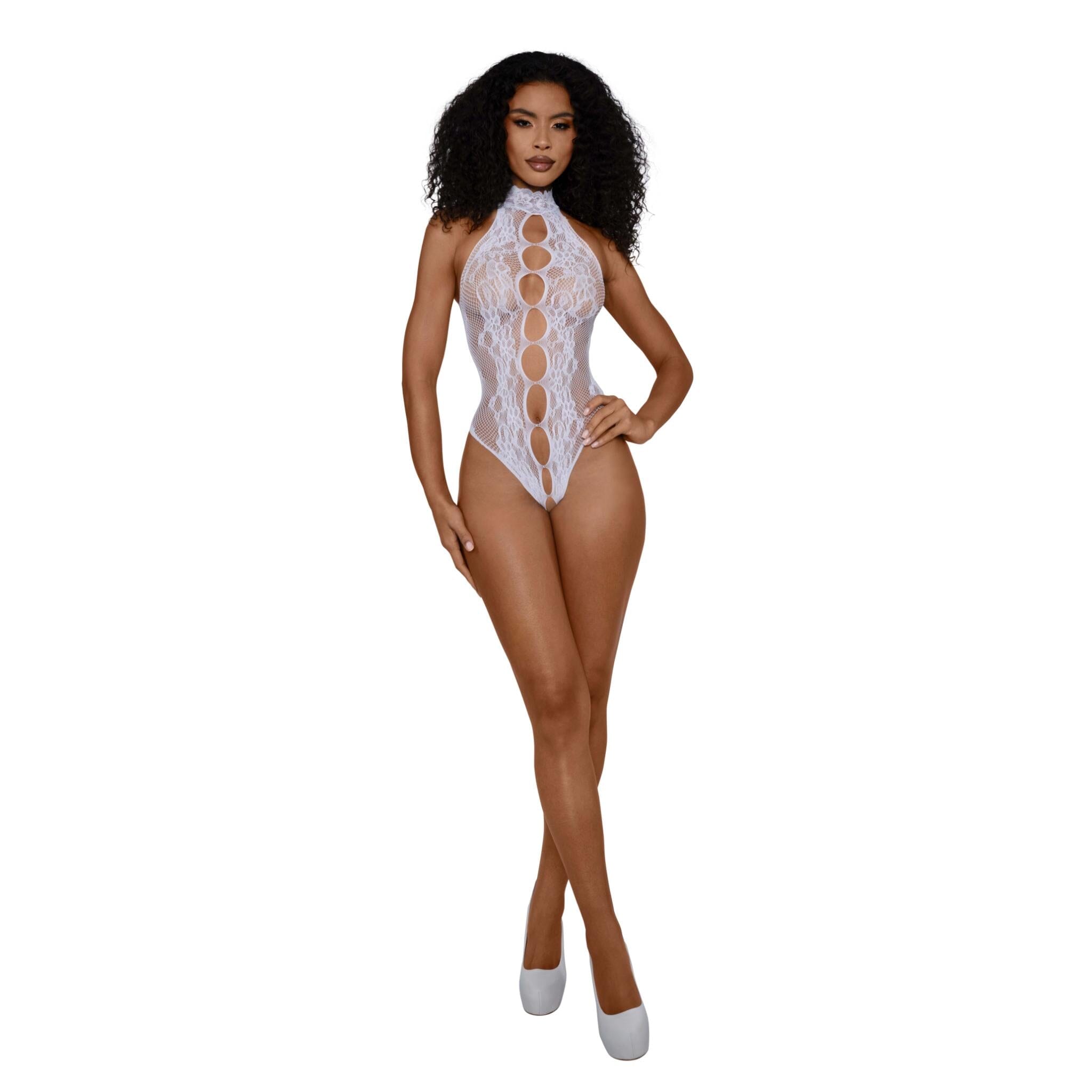 Dreamgirl Peek A Boo Teddy White Lingerie Dreamgirl 