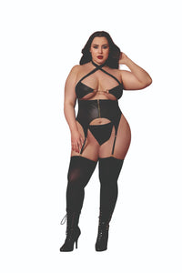 Dreamgirl Plus Black Fetish Bustier & G-String Lingerie Dreamgirl 