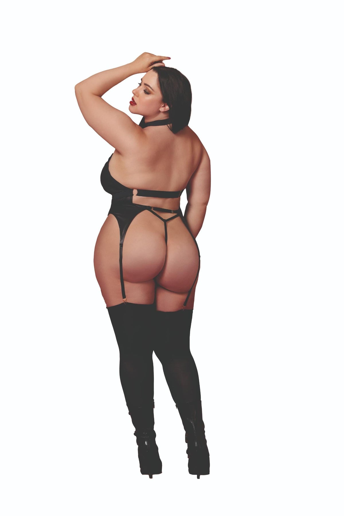 Dreamgirl Plus Black Fetish Bustier & G-String Lingerie Dreamgirl 