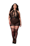 Dreamgirl Plus Black Fetish Garter Slip & Flogger Lingerie Dreamgirl 