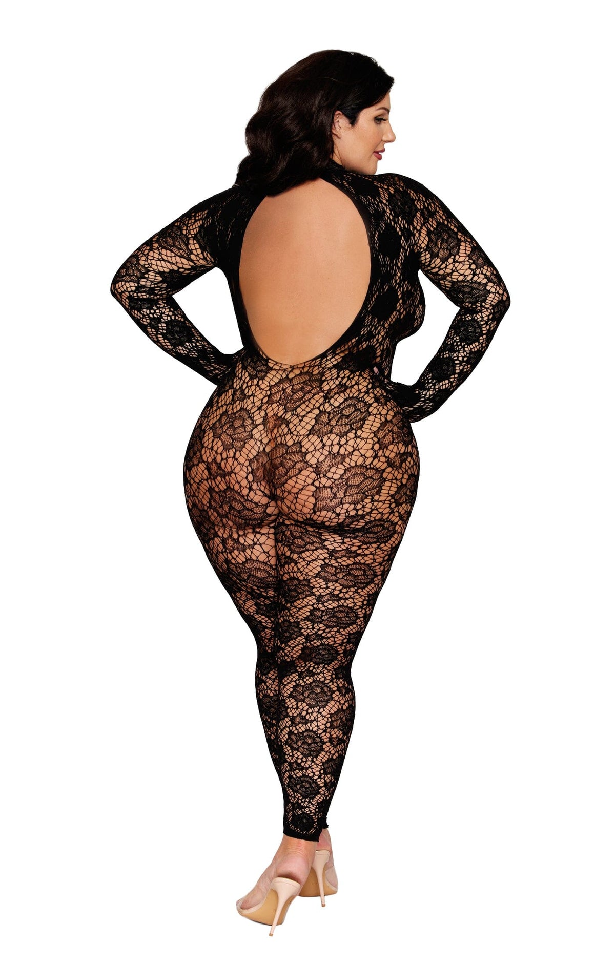 Dreamgirl Plus Black Gloved Bodystocking Lingerie Dreamgirl