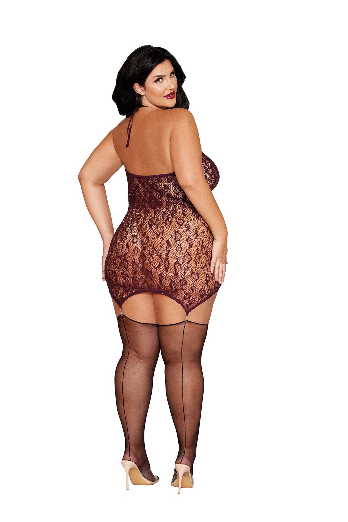 Dreamgirl Plus Cherry Lacquer Garter Slip Lingerie Dreamgirl