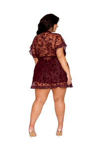 Dreamgirl Plus Cherry Lacquer Robe & Chemise Lingerie Dreamgirl 