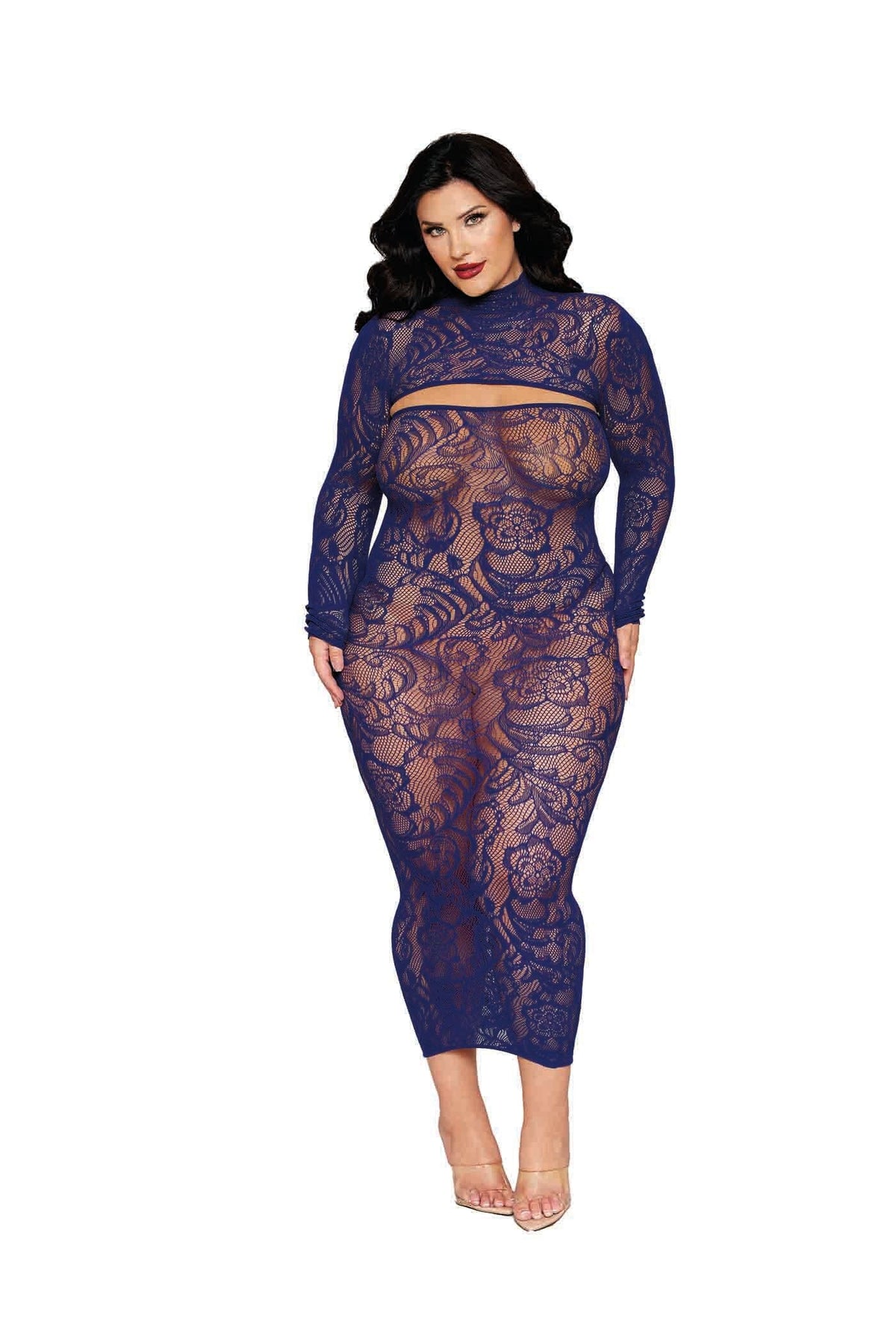 Dreamgirl Plus Eclipse Bodystocking Gown & Shrug Lingerie Dreamgirl