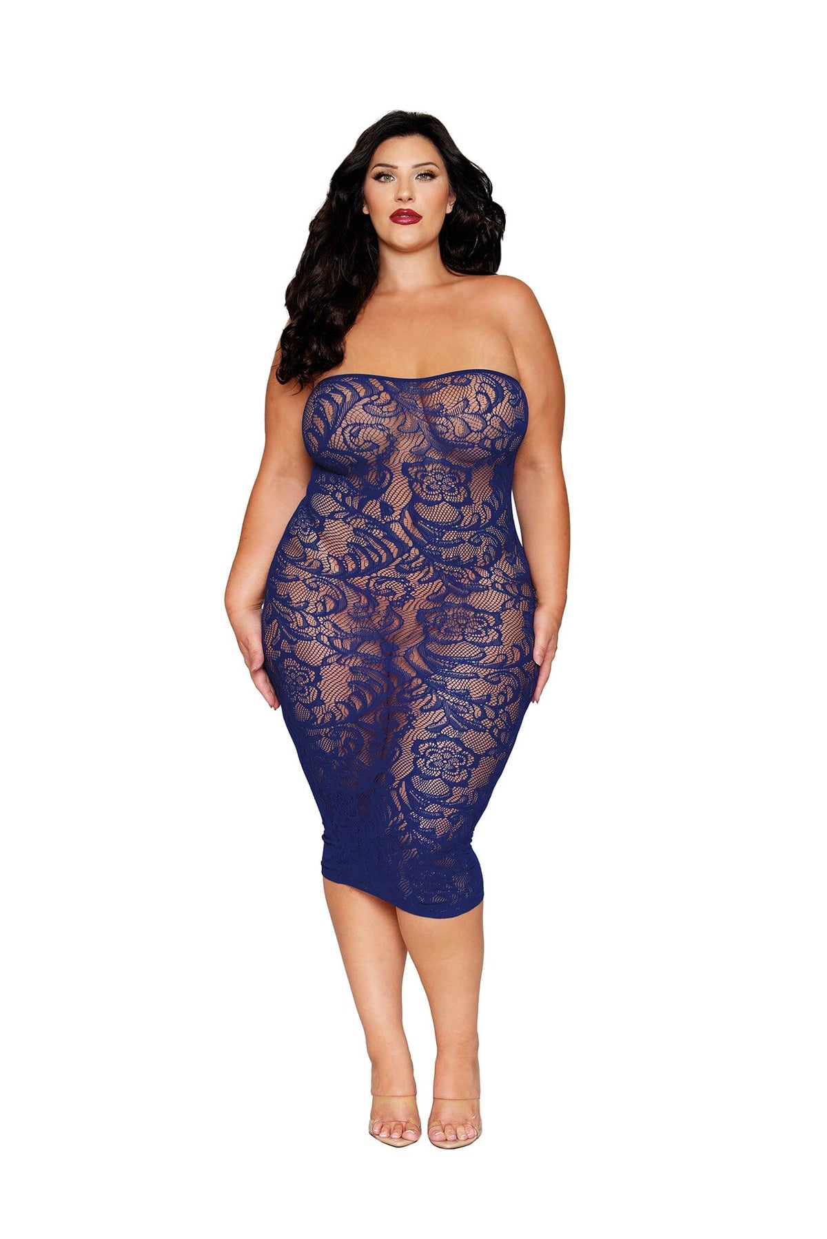 Dreamgirl Plus Eclipse Bodystocking Gown & Shrug Lingerie Dreamgirl