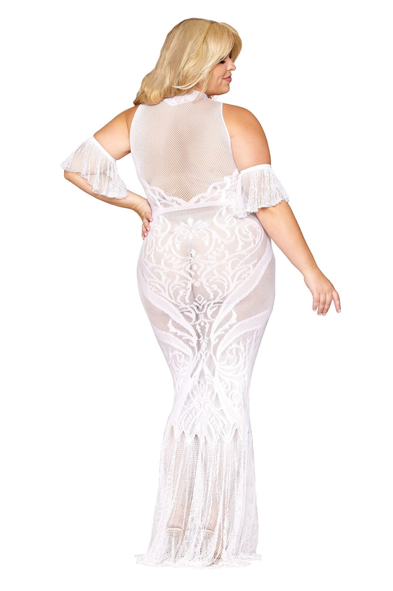 Dreamgirl Plus Geometric Fence Net Bodystocking Gown Bodystocking Dreamgirl 