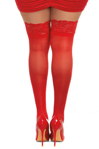Dreamgirl Plus Laced Stay-up Sheer Thigh High Thigh Highs Dreamgirl 