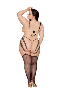 Dreamgirl Plus Leopard Garter Slip & G-String Lingerie Dreamgirl