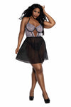 Dreamgirl Plus Onyx White and Black Babydoll Lingerie Dreamgirl 