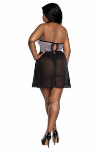 Dreamgirl Plus Onyx White and Black Babydoll Lingerie Dreamgirl 