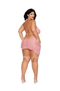 Dreamgirl Plus Petal Pink Garter Slip & G-String Lingerie Dreamgirl 