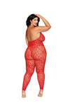 Dreamgirl Plus Poinsetta Rhinestone Bodystocking Lingerie Dreamgirl 