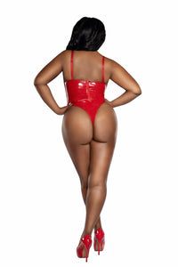 Dreamgirl Plus Red Vinyl Teddy With Cutouts Lingerie Dreamgirl 