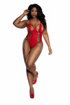 Dreamgirl Plus Red Vinyl Teddy With Cutouts Lingerie Dreamgirl 
