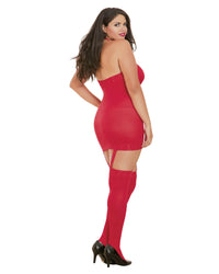 Dreamgirl Plus Sheer Garter Bodystocking with Thigh High Garter Dress Dreamgirl 
