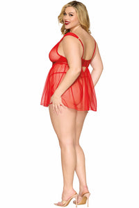 Dreamgirl Plus Size Babydoll & G-String Lingerie Dreamgirl 