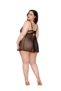 Dreamgirl Plus Size Black Babydoll & G-String Lingerie Dreamgirl 