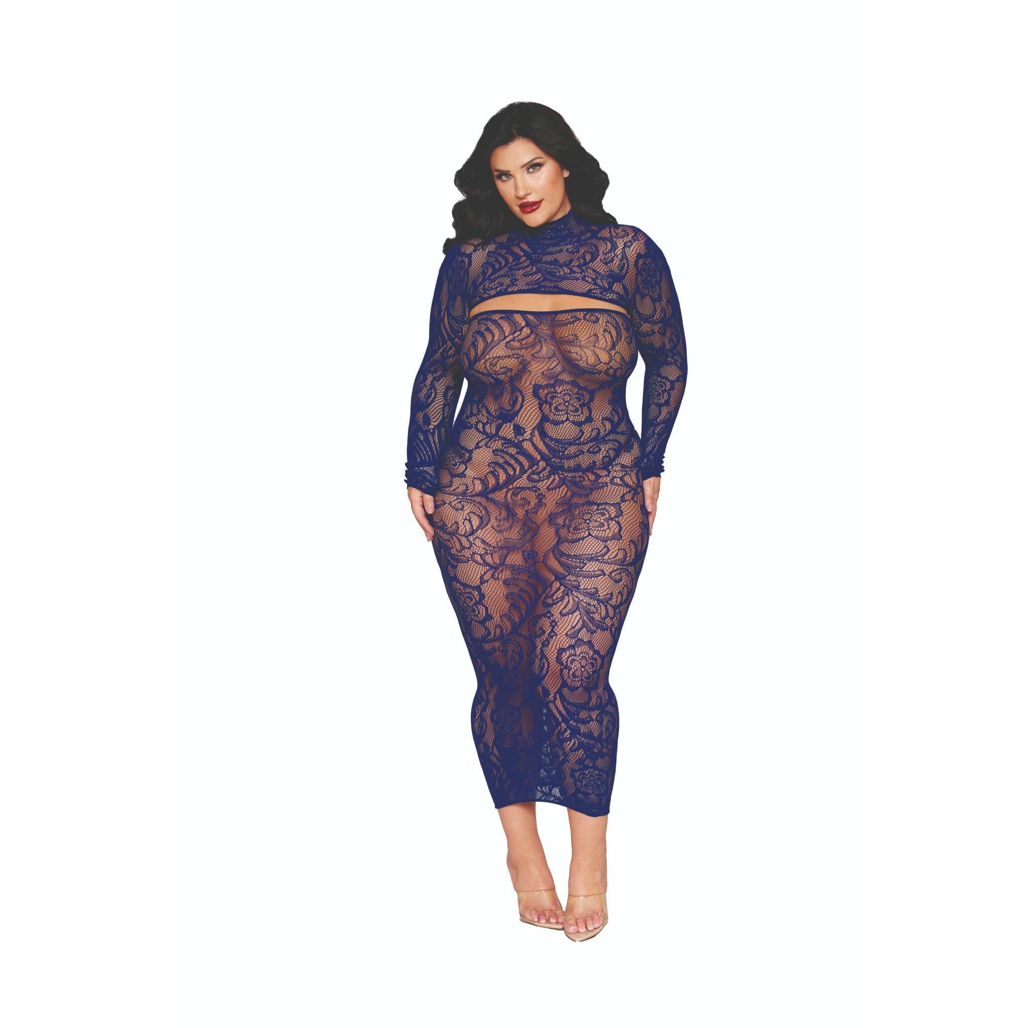 Dreamgirl Plus Size Bodystocking Gown & Shrug Bodystocking Dreamgirl 
