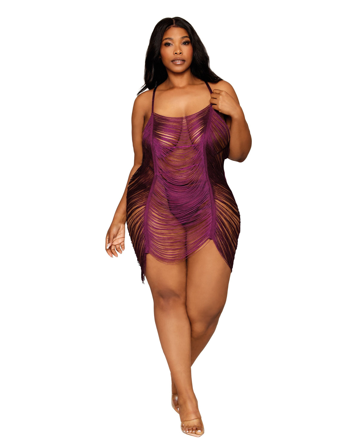 Dreamgirl Plus Size Drape Fringe Chemise Chemise Dreamgirl 