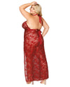 Dreamgirl Plus Size Lace Halter Gown Set with Scalloped-Edge Trim & High Side Slit Detail Sleepwear Set Dreamgirl 