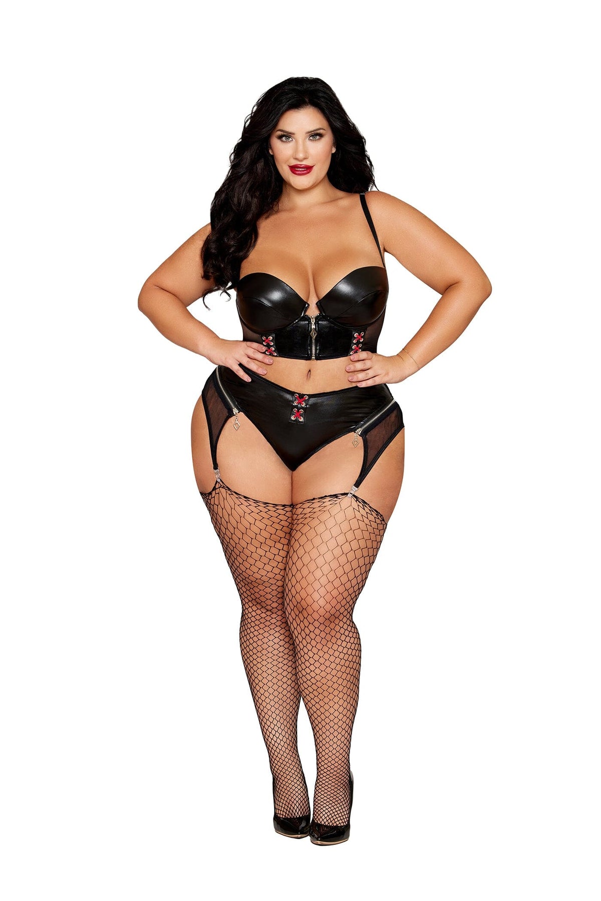Dreamgirl Plus Size Long Line Bra & Garter Lingerie Dreamgirl